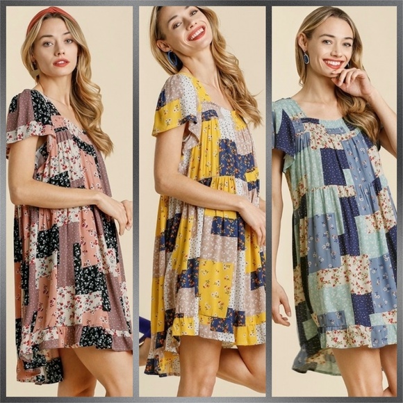 🛍 Umgee Mini Dress W/Square Neckline Ruffled Hem - Picture 11 of 12